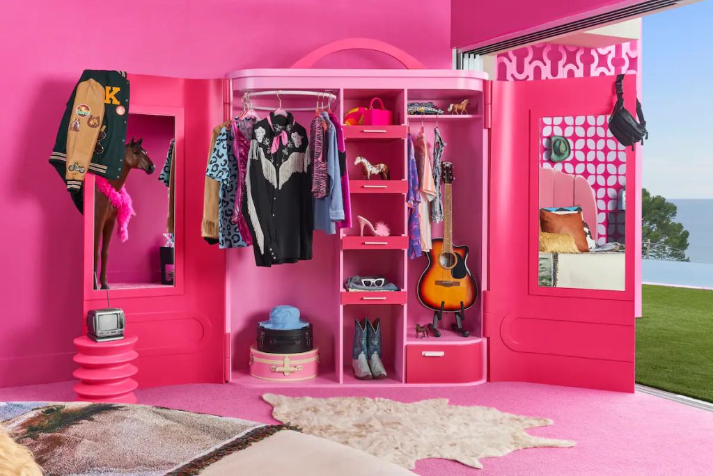Ken's closet in Barbie Mansion on Airbnb