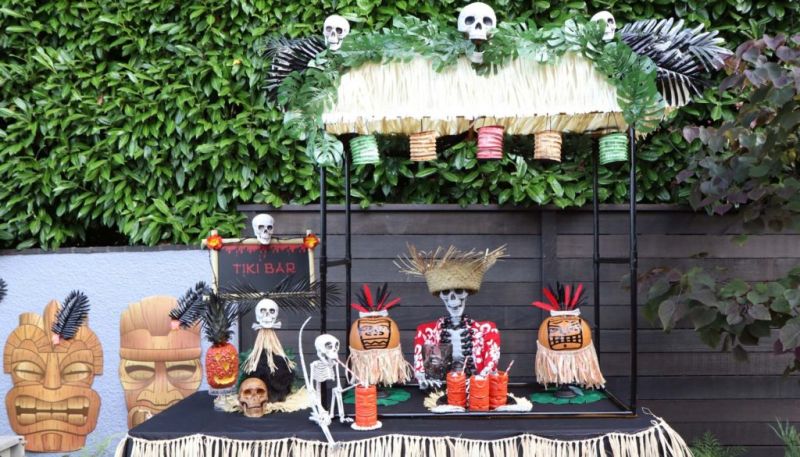 Outdoor skeleton decoration ideas Skeleton Luau in Your Backyard 