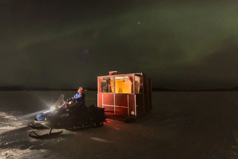 Mobile cabins on Lake Inari, Finland