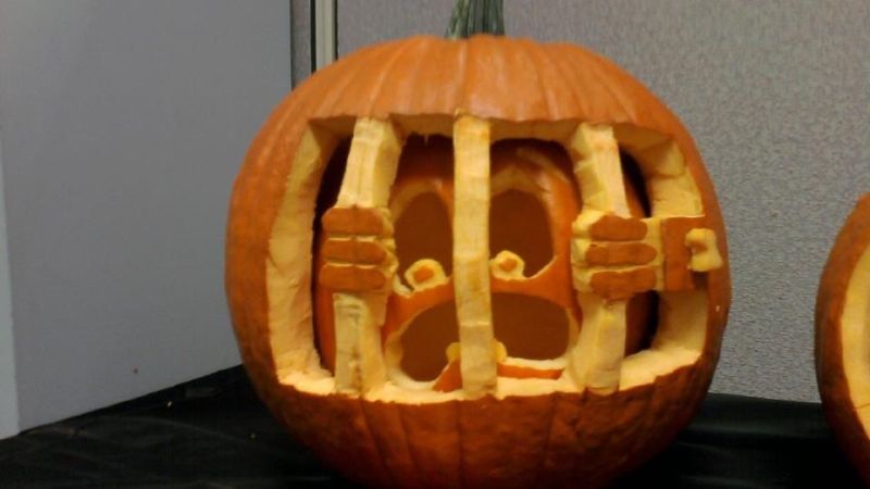 Pumpkin jail carving pattern halloween 